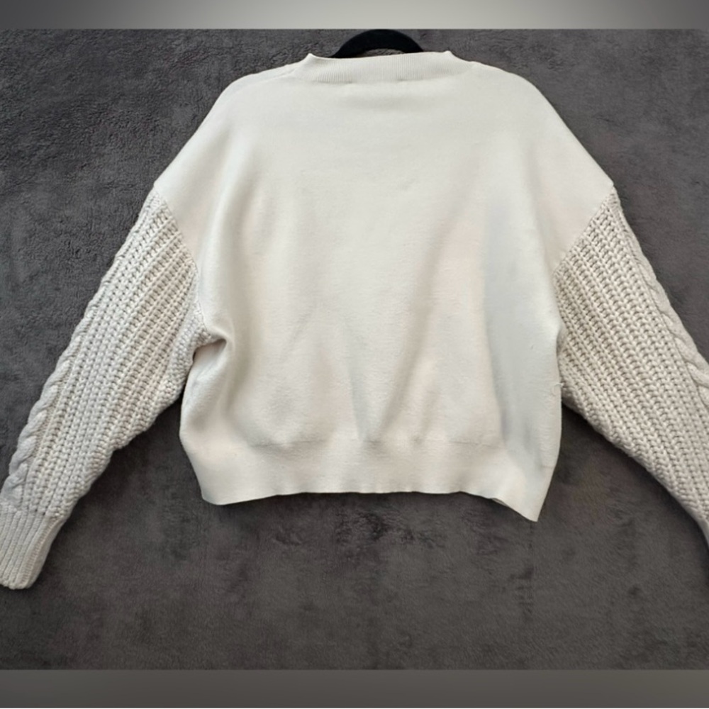 ZARA Knitted Sweater Woman’s Size Small Ivory Oversized Wool Soft Cottagecore - Picture 10 of 15